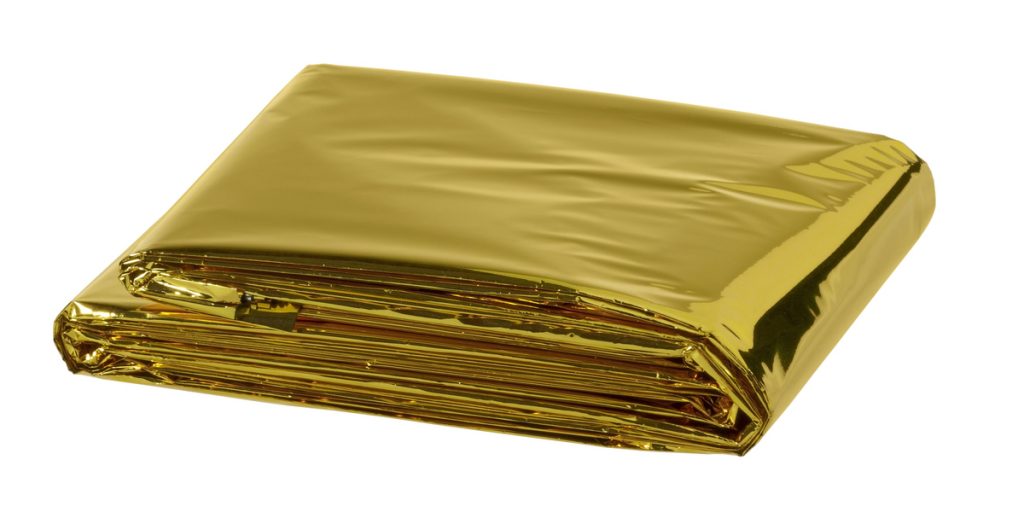 Gold mylar blanket folded neatly