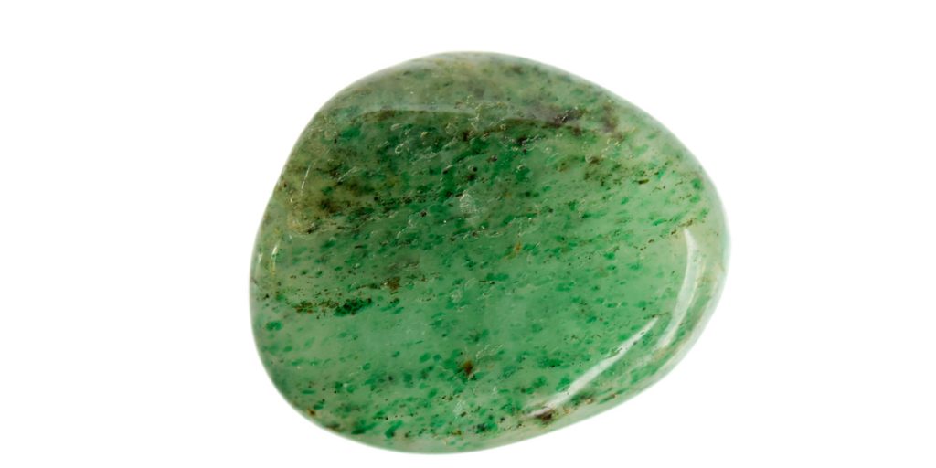 Polished Green Aventurine stone with white background