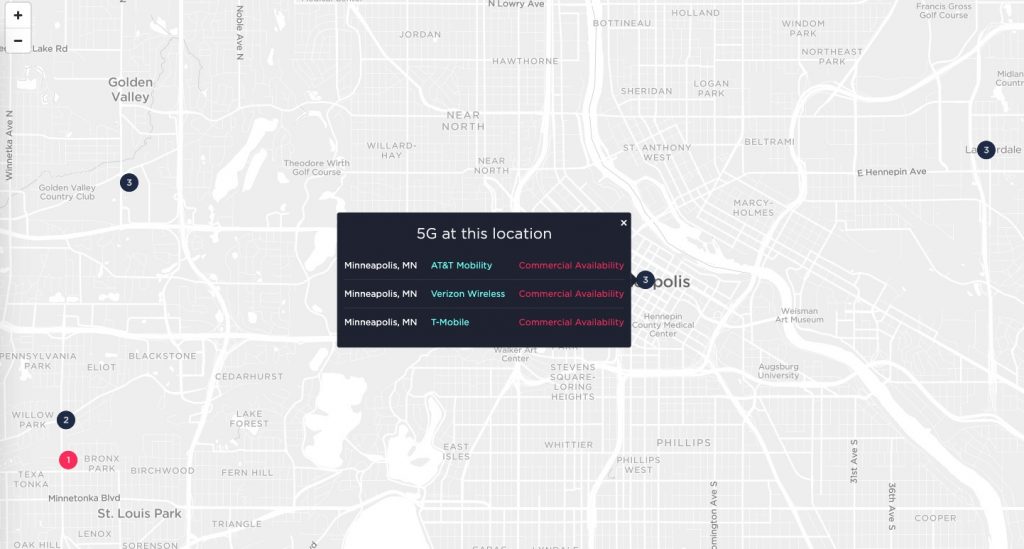 Ookla 5G Map of Minneapolis