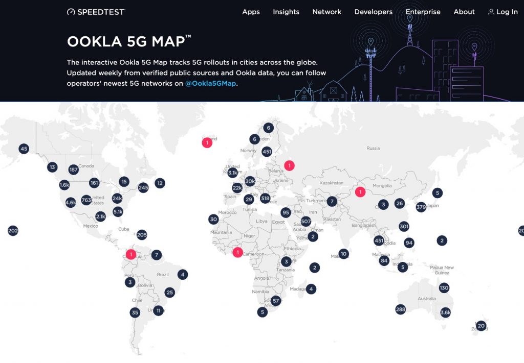 Ookla 5G Map of World