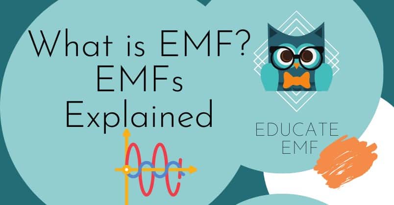 featured image with title "What is EMF? EMFs Explained" and Educate EMF logo and graphic of electromagnetic waves sign